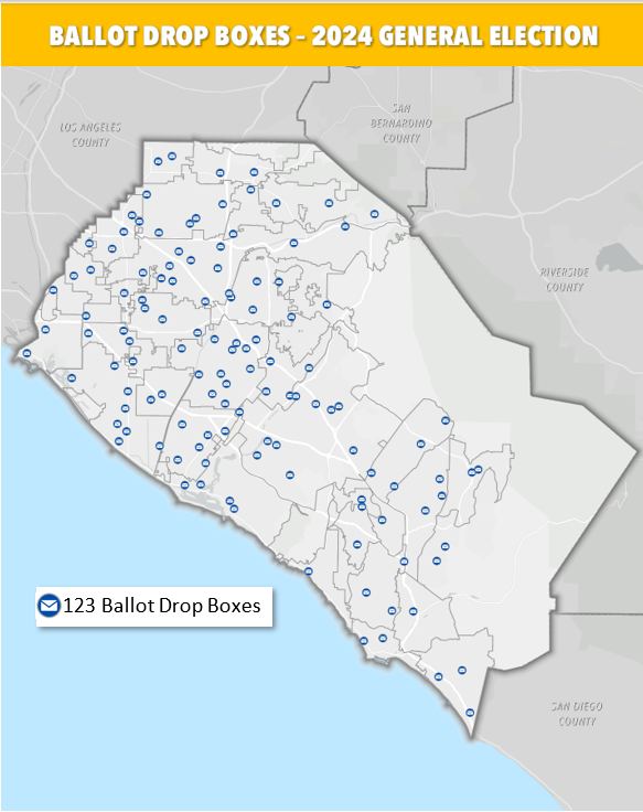 Map of ballot drop box locations.